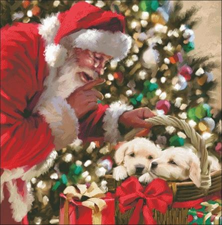 Santa and Puppies
