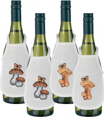 Mushrooms Bottle Aprons - Set of 4