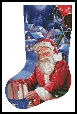 Santa in a Hot Air Balloon Stocking (Left)  (Simonetta Ubbiali)
