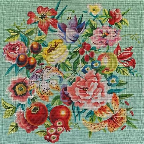 Large Floral Custom on Turquoise FF330
