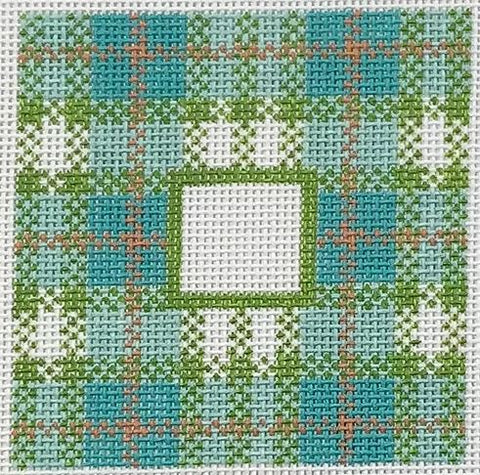 Turquoise Plaid Insert - w/Letter