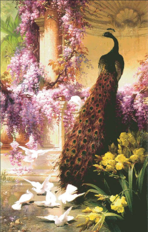 Peacock and Doves in a Garden, A - Mac Colors