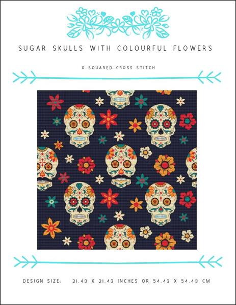 Sugar Skulls with Colorful Flowers