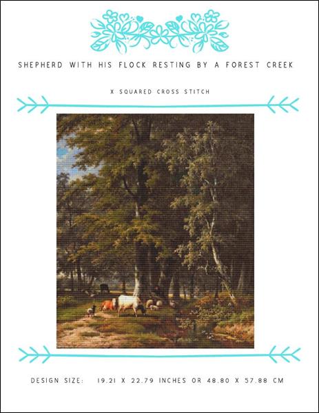 Shepherd with His Flock Resting by a Forest Creek