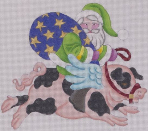 Santa on Flying Pig