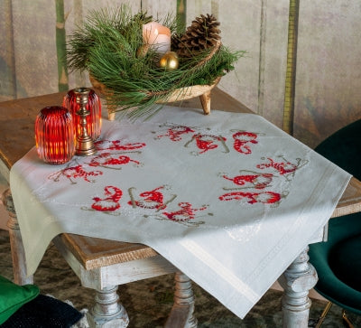 Christmas Gnome Skiing Tablecloth