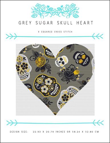 Grey Sugar Skull Heart