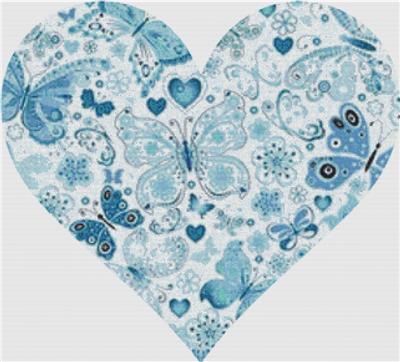 Blue Butterfly Heart - Smooth