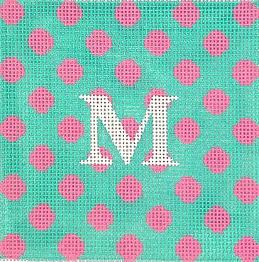 Bright Pink Polka Dot w/White Letter