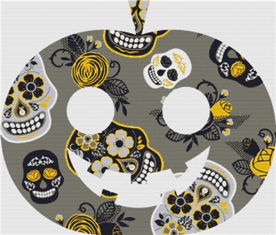 Grey Sugar Skull Jack-O-Lanturn