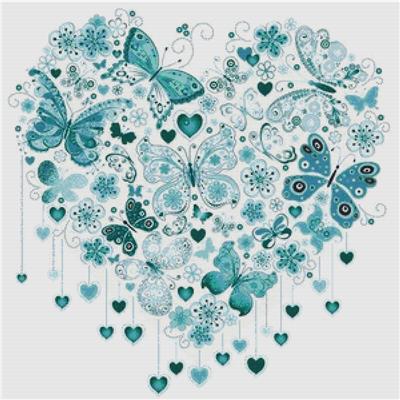 Teal Butterfly Heart