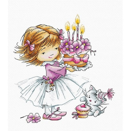 Girl with a Kitten and a Cake