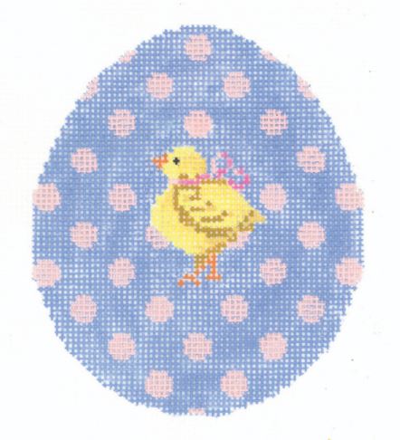 Pink Polka-Dot on Periwinkle Chick Egg