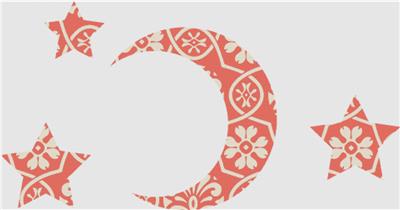 Orange Floral Stars and Moon