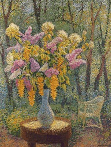 Vase of Flowers in a Garden