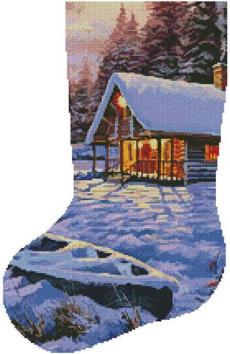 Log Cabin Stocking (left facing)
