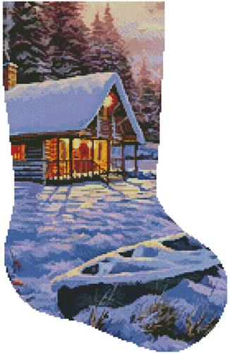 Log Cabin Stocking (right facing)