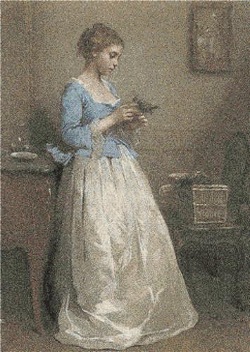 Girl with FlowersYoung Girl With a Parrot
