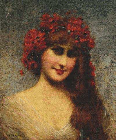 Portrait of a Young Woman with Flower Crown