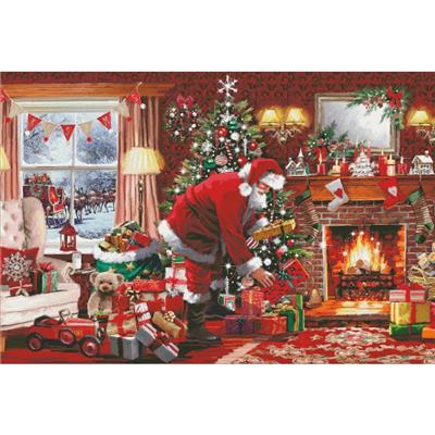 Santa by Fireplace