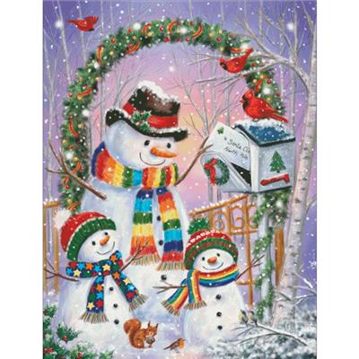 Snowman Family Posting a Letter