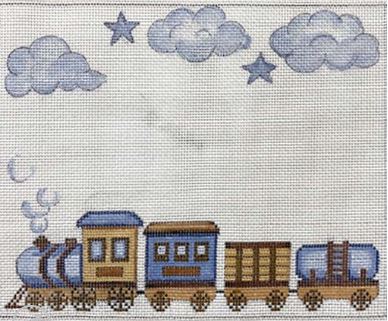 Blue and Brown Train Birth Announcement