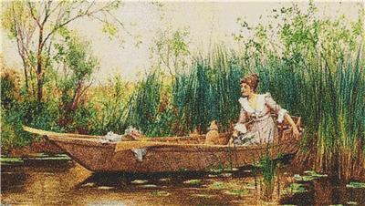 Lady and Dog Moored in the Reeds, A