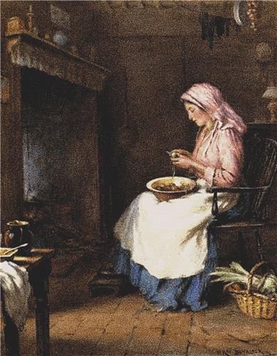 Woman Peeling Vegetables, A
