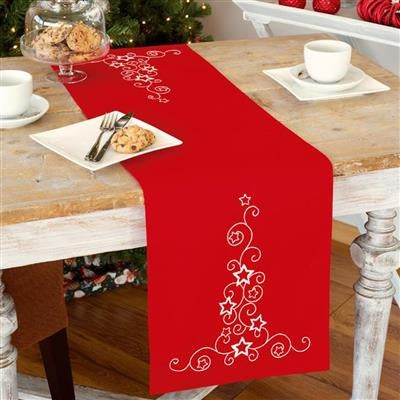 White Stars and Swirls Table Runner