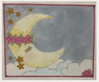 Sleeping Moon Girl Birth Announcement