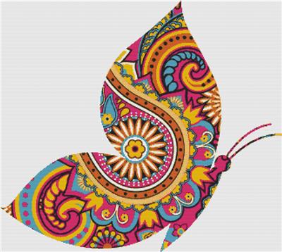 Pink Paisley Butterfly I
