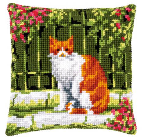 Cat Between Flowers Cushion