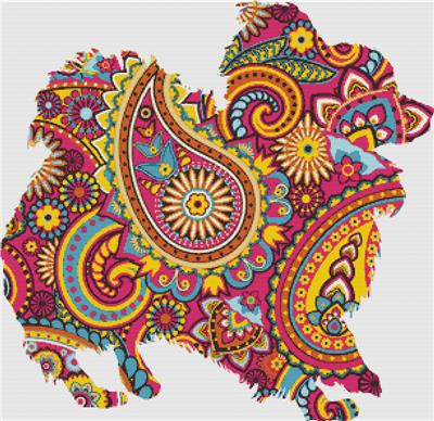 Pink Paisley Dog I