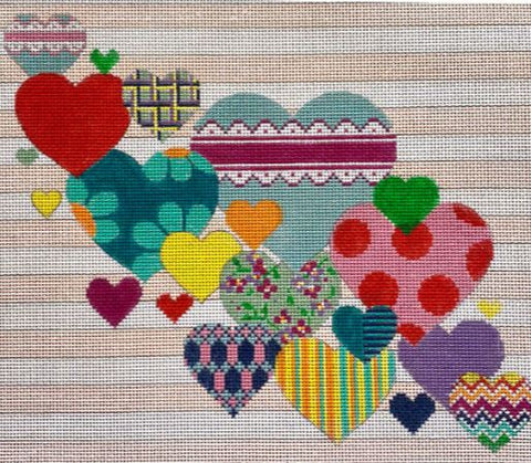 Hearts Collage w/Stripes