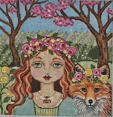 Spring Nature Girl w/Fox