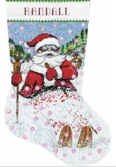 Skiing Santa Stocking