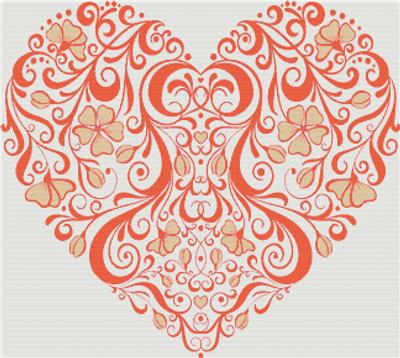 Orange and Yellow Swirly Heart