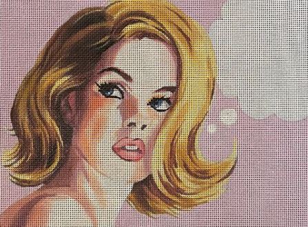 Blonde Lady on Lavender w/Text Bubble