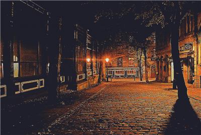 Street Lamps and Cobblestones