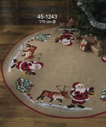 Santa Claus and Reindeer Tree Skirt