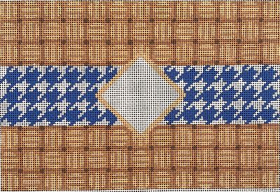 Wicker/Houndstooth Monogram Clutch - Navy