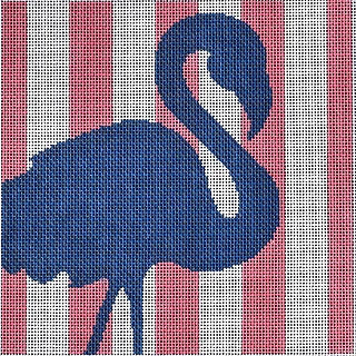 Flamingo Stencil on Pink Stripes