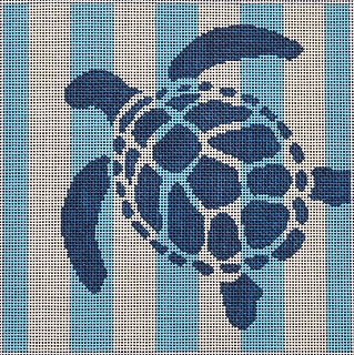 Sea Turtle Stencil on Blue