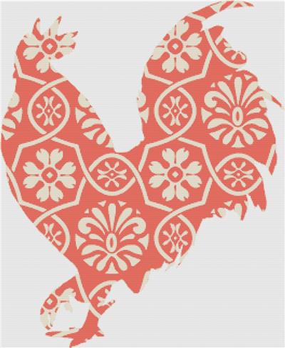 Orange Floral Rooster I
