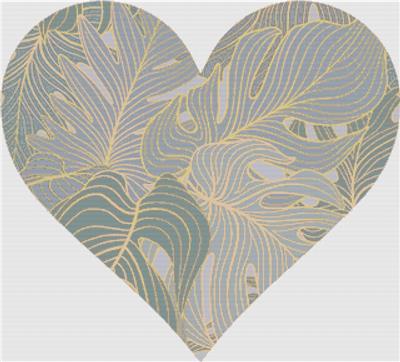Grey Tropical Leaf Heart