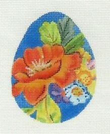 Red Floral w/Blue Background Egg