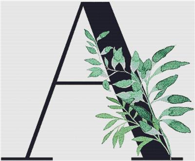 Letter A with Green Foliage