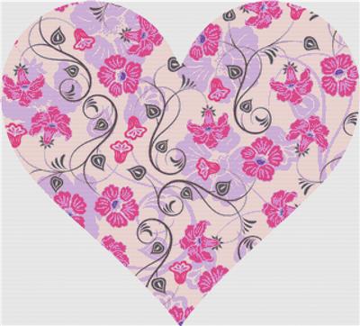 Purple and Pink Floral Heart