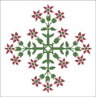 Floral Ornamental 0102 Red Star Blooms