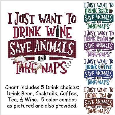 I Just Want to Drink Coffee Cross Stitch and Take Naps